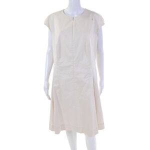 Akris Punto Womens Cotton Short Sleeve Zippered Midi Dress Pink Size 16